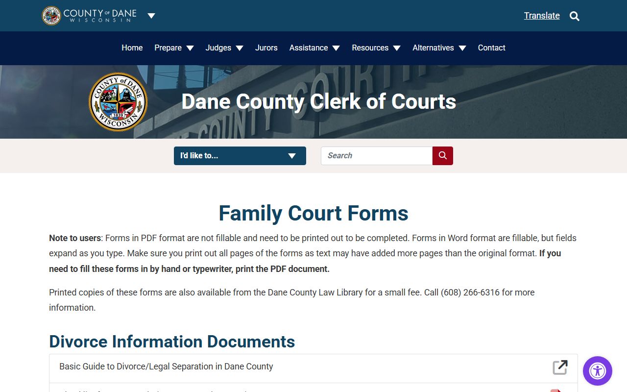 Madison Dissolution Of Marriage family forms in Dane County